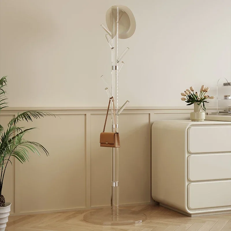 

Transparent Acrylic Household Creative Flooring Coat Rack Bedroom Office Multi-Use Modern Clothes Hanging Rack