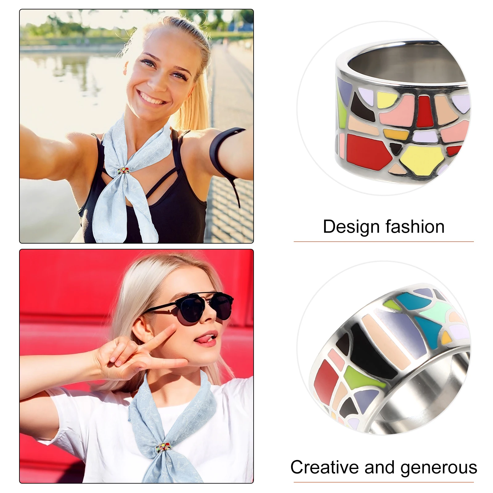 

Premium Vintage Buckle Titanium Steel Durable Rust Resistant Lightweight Compact Scarf Clip Shawl Accessory Scarf Ring For Women