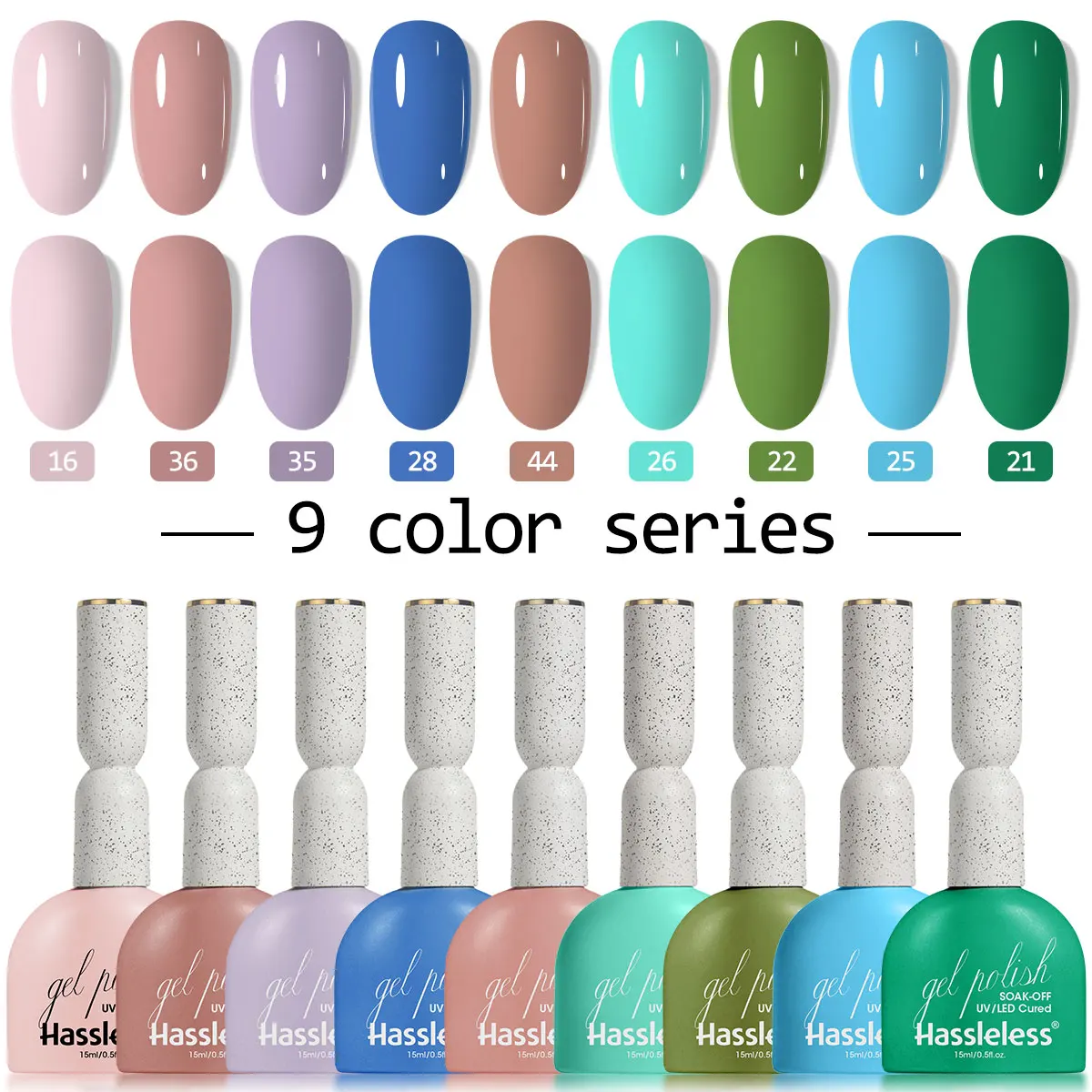 Spring/Summer Gel Nail Polish Set, 9 Colors, Fashionable and Trendy, Water-Soluble Removal Type LED Gel Nail Art Polish