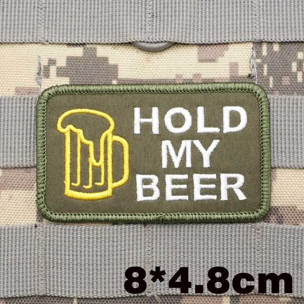 Embroidery Patch I Need Beer Raise Your Glass The Battery Is Low Morale Badge Magic Stickers Backpack Hats Patches for Clothing