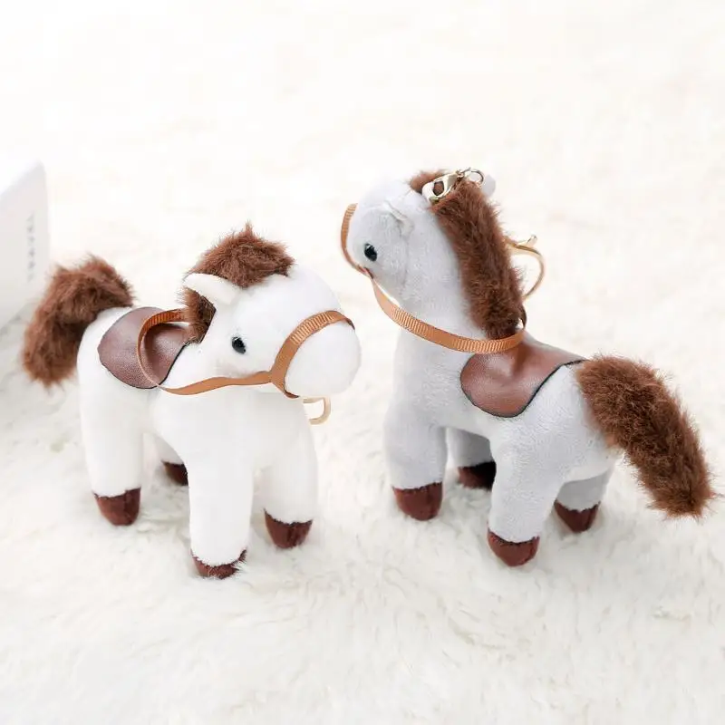 

Cute Reins Horse Mini Pendant Keychian Plush Toy Kawaii Lifelike Animal Simulation Stuffed Doll Bag Decor Friend Kid Gift