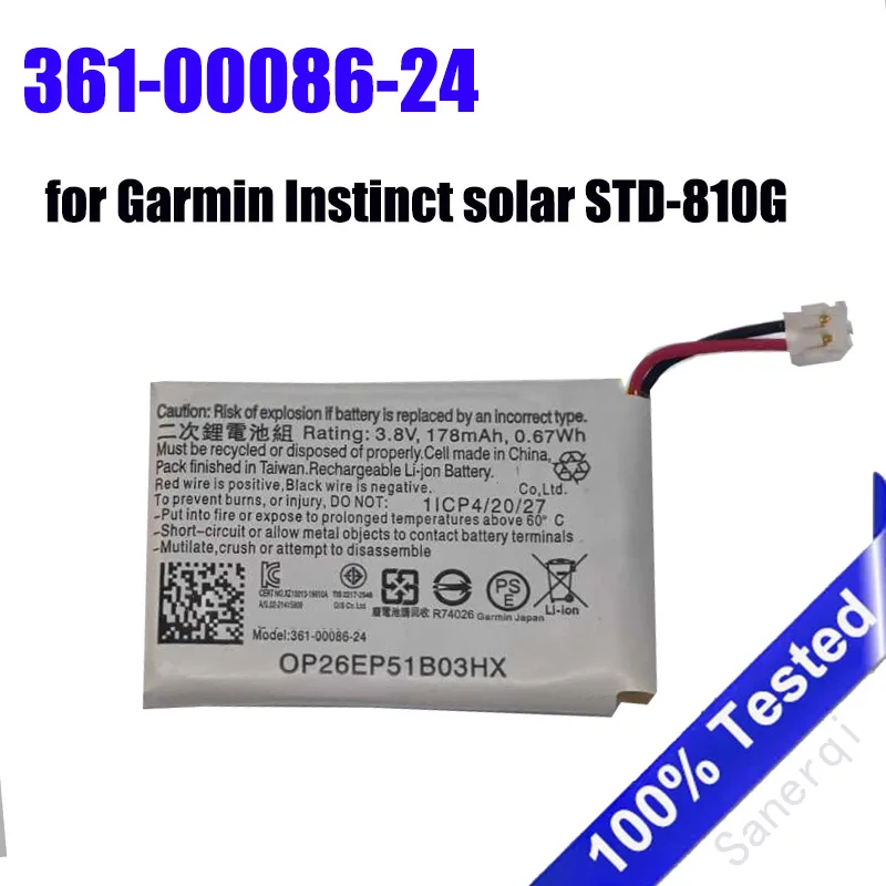 

10PCS / LOT Smartwatch Battery 361-00086-24 for Garmin Instinct solar STD-810G