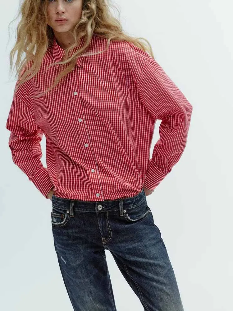 

European and American style autumn new arrival fashionable and simple women's clothing, versatile long-sleeved striped loose shi