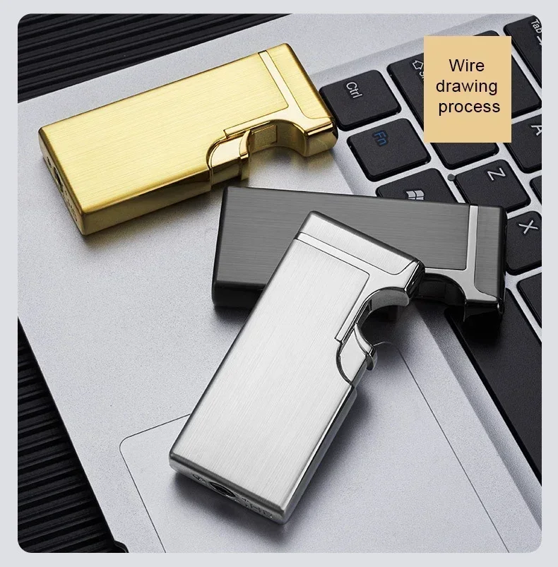 New Metal Ultra-thin Cute Lighter Double Flame Gradient Color Fashion Inflatable Windproof Cigarette Accessories