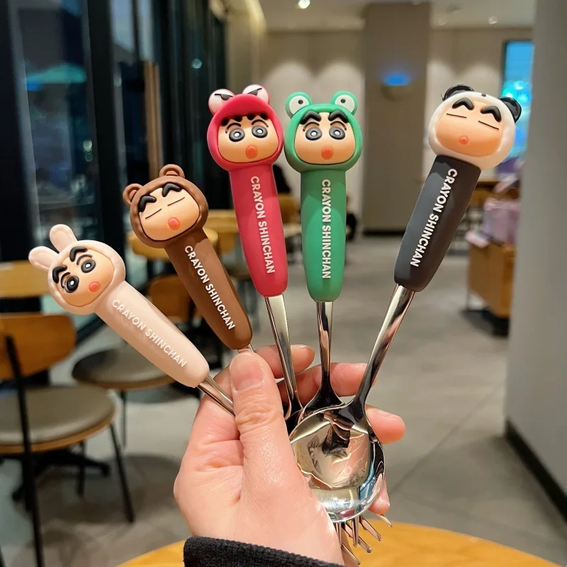 New Crayon Shin-chan Spoon Fork Stainless Steel Cartoon Cute Kid Tableware Set  Kitchen Supplies Gift