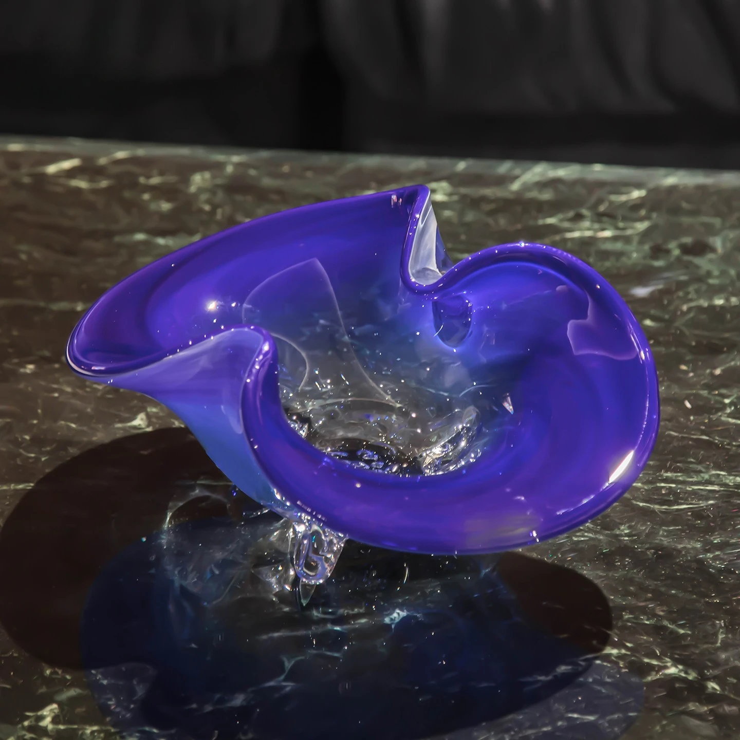 Blue Butterfly-shaped High-sided Fruit Plate Desktop Storage Container Glass Tray Transparent Fruit Bowl Trays Decorative