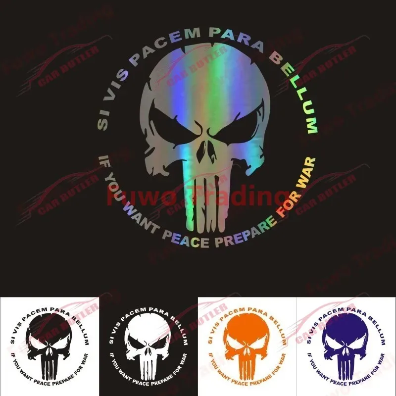 Creative Car Sticker Five-star Skeleton Punisher Skull Blood Window Bumper Motorcycle Fridge Laptop Waterproof Decoration PVC