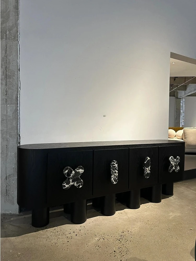 Solid wood dining side cabinet, antique designer household low cabinet, storage floor cabinet, villa model room
