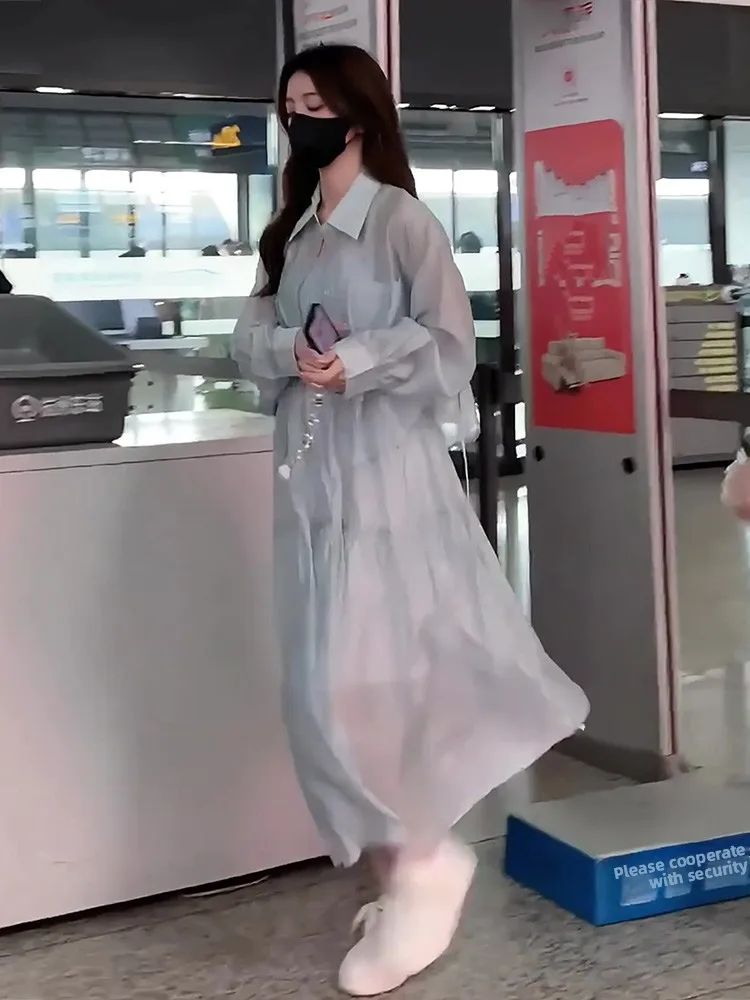 

Lightweight Sun Protection irt Strap Dr Set Women's Loose Sle Faion Set Polyester Fiber 8-25 Years Old Summer New