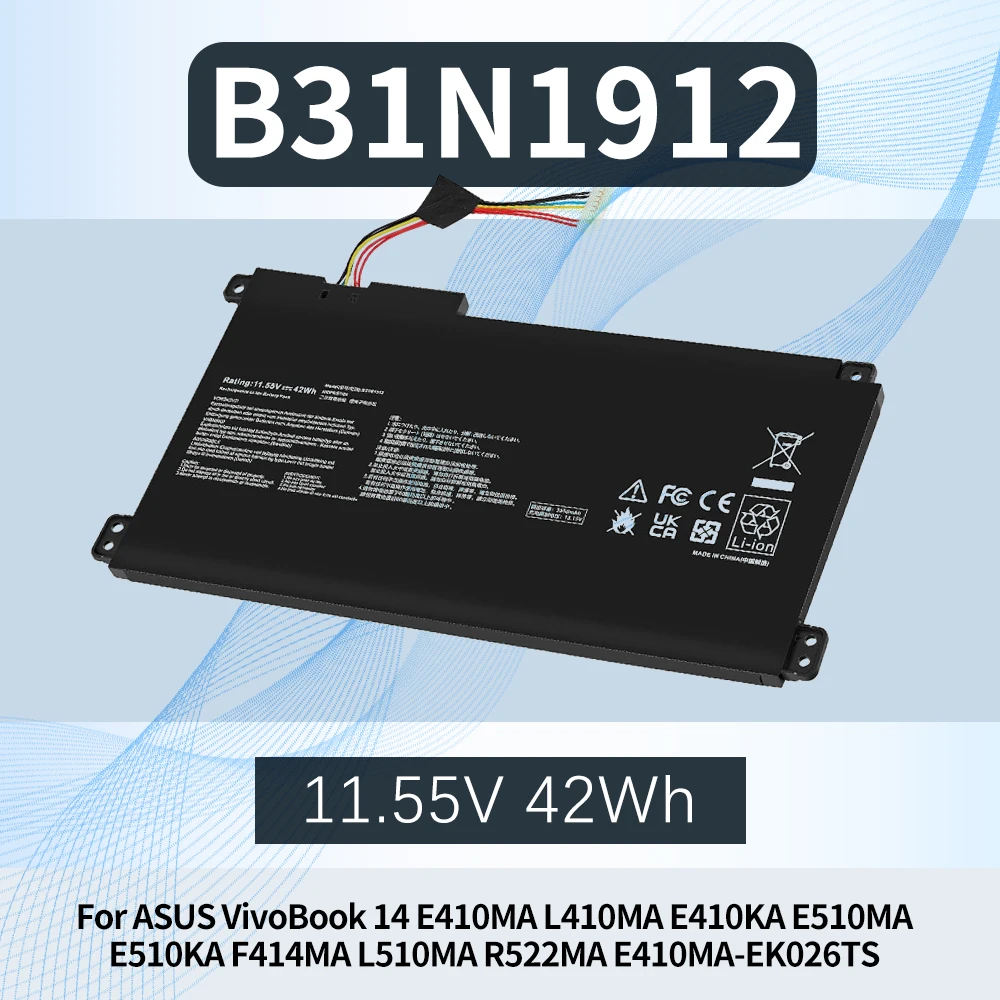 B31N1912 Laptop Battery For ASUS VivoBook 14 E410MA L410MA E410KA E510MA E510KA F414MA L510MA R522MA E410MA-EK026TS EK018TS