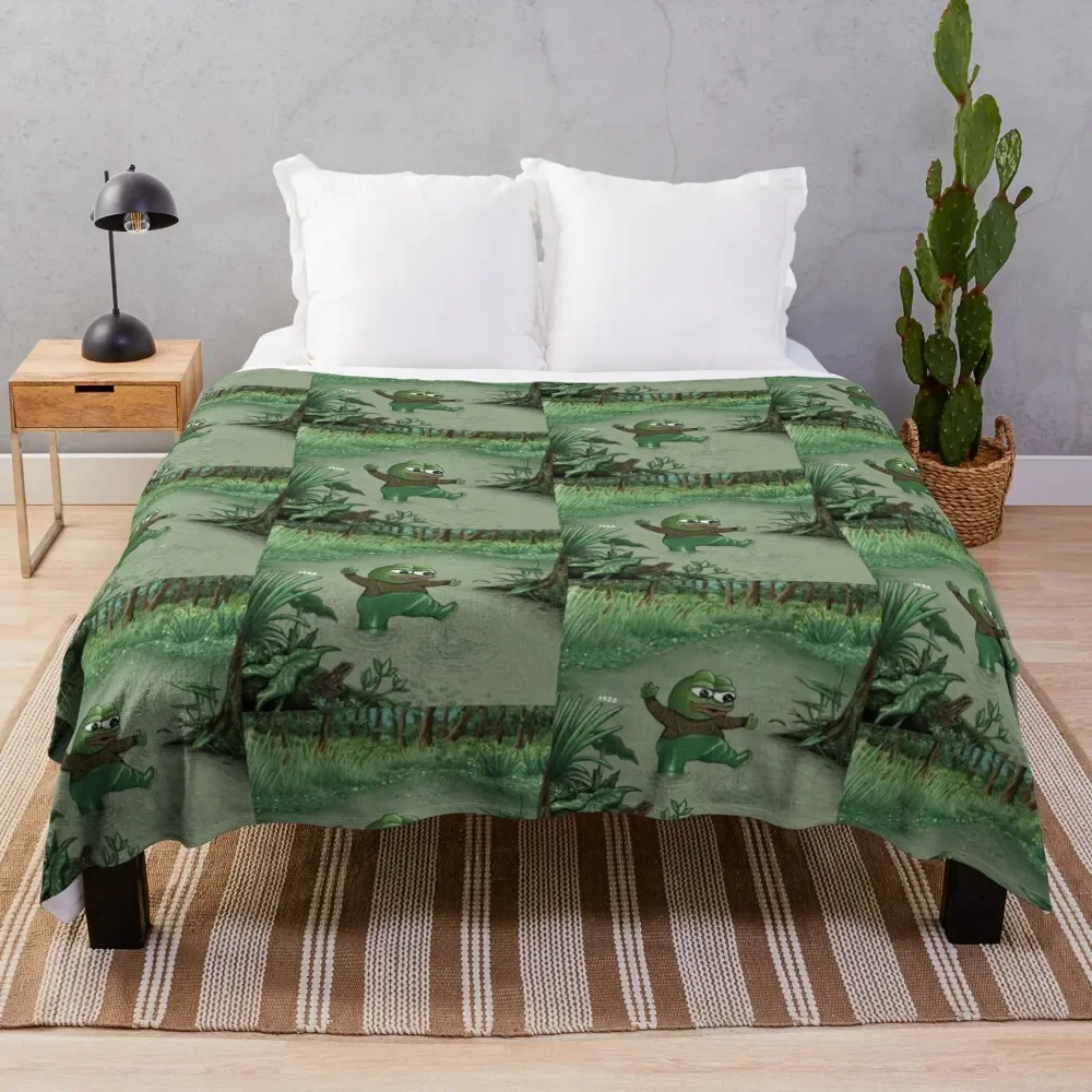 

Happy Pepe The Frog Throw Blanket Multi Use Warm Blanket for Living Room Bedroom