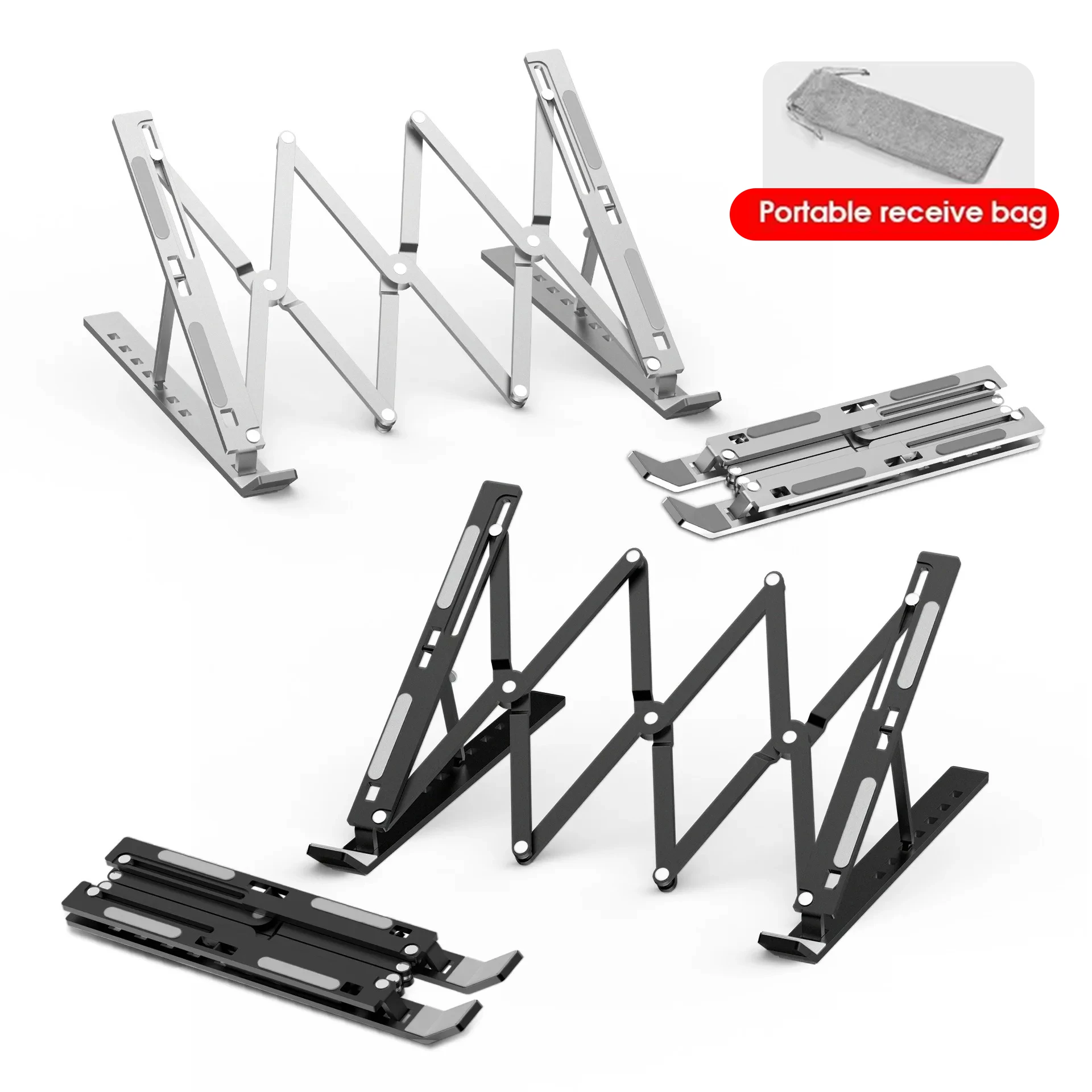 حامل كمبيوتر محمول قابل للطي، حامل كمبيوتر محمول قابل للتعديل من الألومنيوم، حامل كمبيوتر محمول 7 زوايا لأجهزة MacBook اللوحية قطعة واحدة