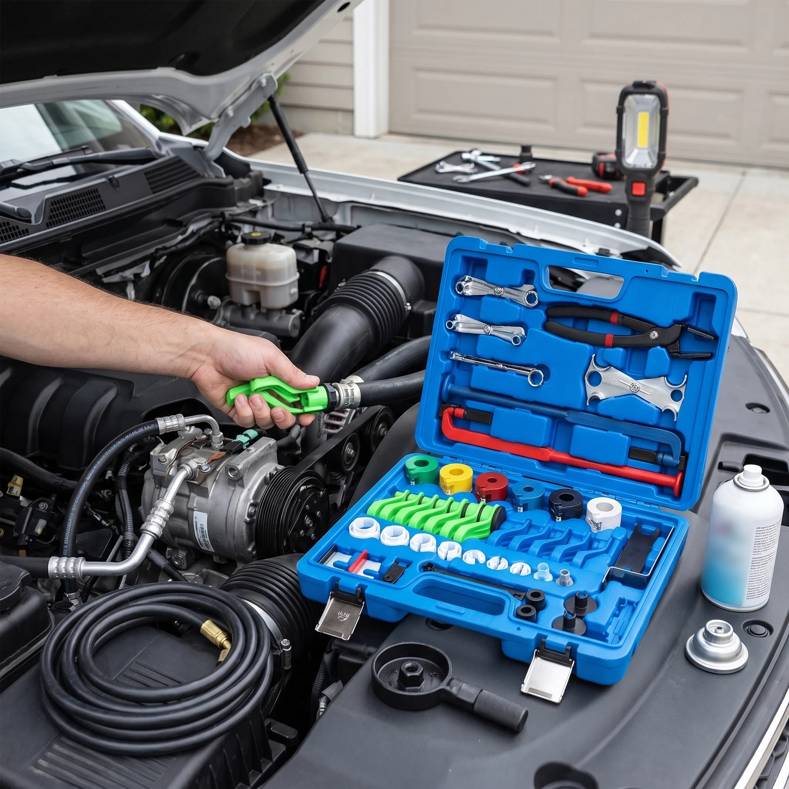 

Fuel Line Disconnect Tool Set, AC Fuel Line Removal Tools 5 Piece Blue Disconnector 6 Piece Spring Lock Fit for Ford for GM