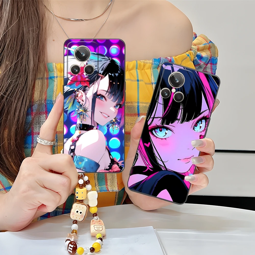 Custodia per cellulare Anime Pretty Girl carina per Realme GT 2 9i 8i 7i Pro X50 X2 C35 C21 C20 C11 C3 custodia nera per telefono