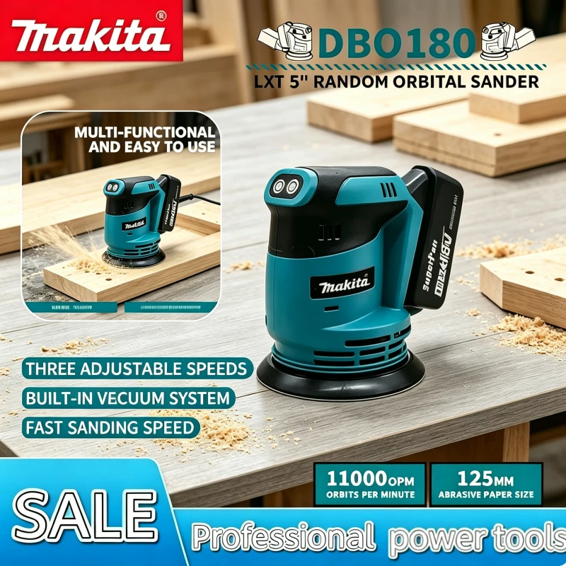 

Makita DBO180Z Brushless Cordless Sander Rechargeable Random Orbital Disc Tool for Putty Polishing Woodworking Sanding