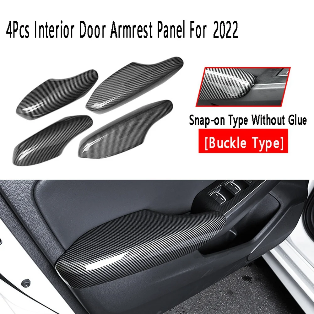 4Pcs Carbon Fiber Black Car Interior Door Armrest Panel Door Bowl Decoration Frame for Honda Civic