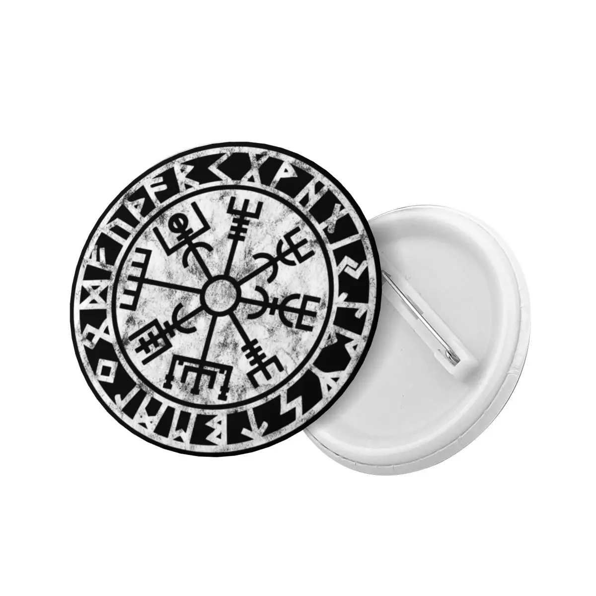 Custom Vintage Vegvisir Symbol Button Pin for Backpack Norse Viking Compass Badges Brooches Pinback Gift