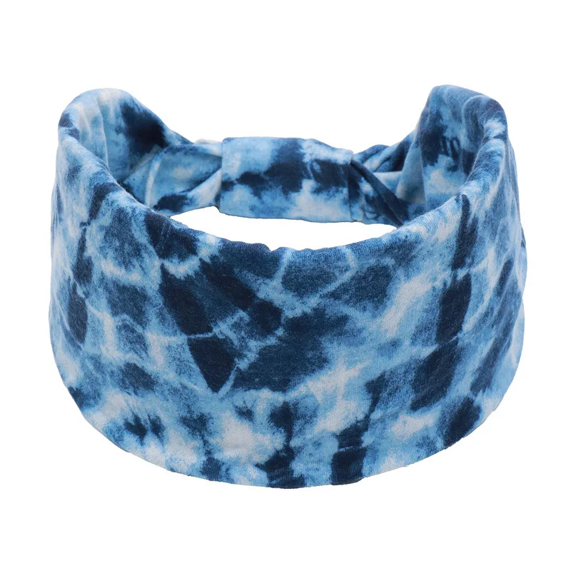 Extra Wide Headbands For Women Fashion Boho Non Slip Tie Dye Knotted Headband Yoga Workout Head Wraps Turbans