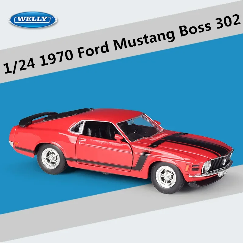 WELLY 1:24 1970 Ford Mustang BOSS 302 Alloy Racing Car Model Diecast Metal Toy Sports Car Model Crafts Collection Gift