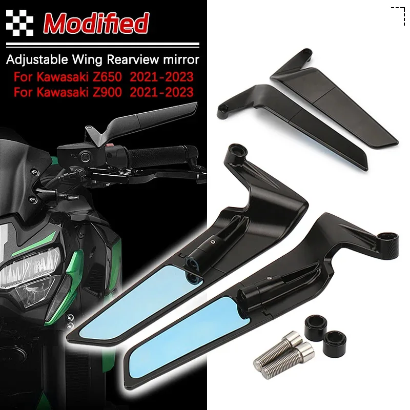 

For Kawasaki Z650 Z900 2021 2022 2023 For Z650 Z900 2021-2023 Adjustable Motorcycle Rearview Mirror Aluminum Rearview Mirrors