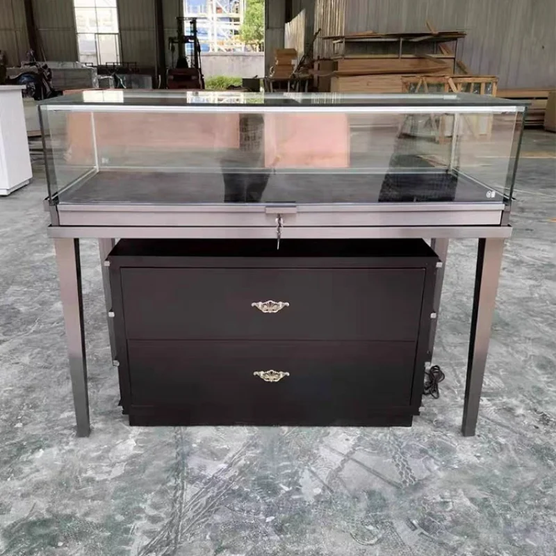 Custom, jewelry watch shop luxury glass display with LED lighting fully assembled jewellery display cabinet showcase