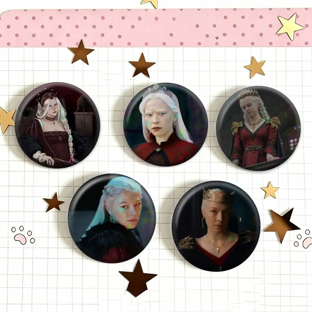 Rhaenyra Targaryen House of the Dragon   Badge 25 32 44 58 75 mm Round Fans Collect Friends Gifts Brooch Souvenir