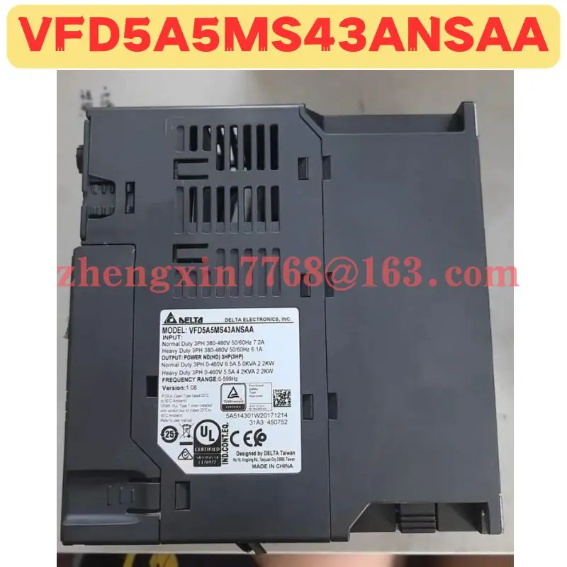 

Used Frequency Converter VFD5A5MS43ANSAA Normal Function Tested OK