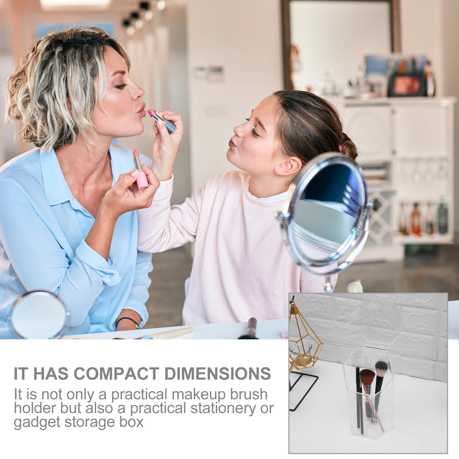 

Clear Acrylic Makeup Brush Storage Container Dust-Proof Organizer Holder For Lipstick Nail Polish Jewelry Toiletries