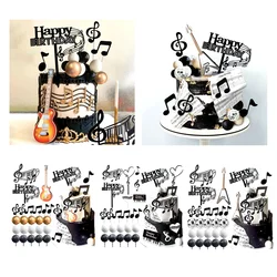 LaVenty Disco Ball Music Cake Topper Guitar Cake Toppers Music Notes Balls Cake Decorations for Musician Birthday Party