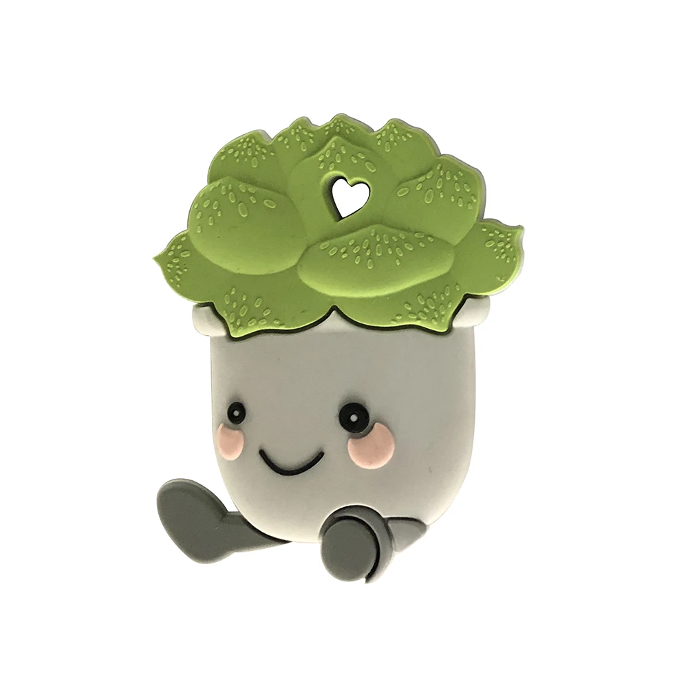 

1pc Tiny Rod Cartoon Silicone Teether Potted Plants Shaped Baby BPA Free Food Grade Silicone Pendant Baby Product