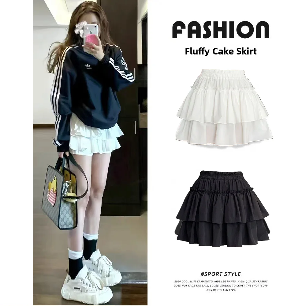 

White Puffy ort Skirt Women's Summer 2025 New Sweet Ballet Cake Skirt High Waist Slim A-Line Skirt Pants