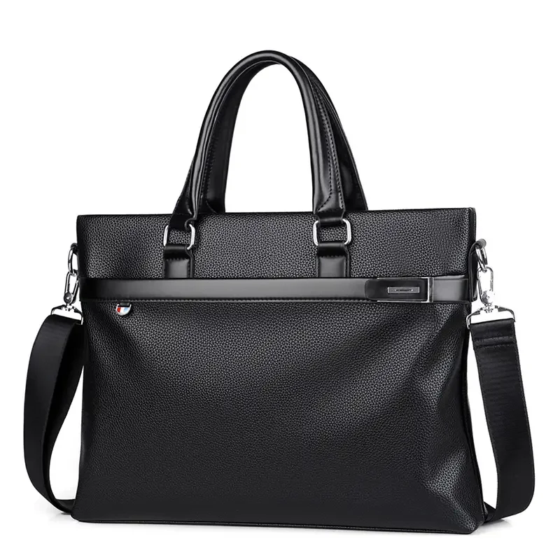 Business-Handtaschen aus PU-Leder mit großem Fassungsvermögen für Pendler und Dokumente, Schwarz