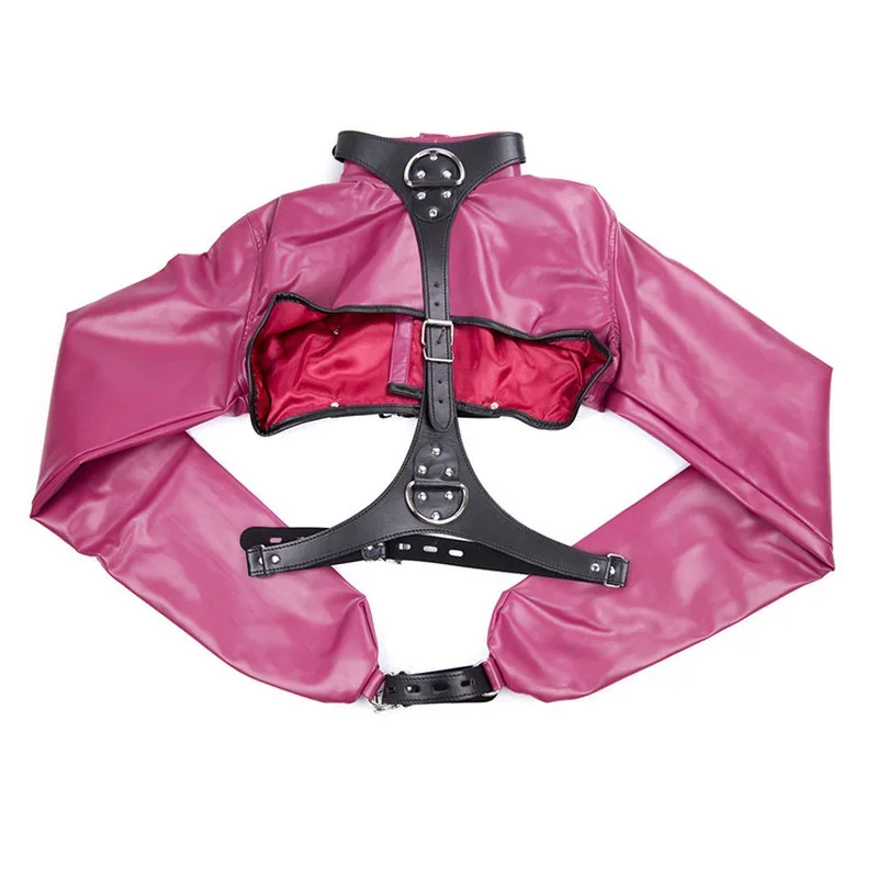 PU Leather Straitjacket BDSM Adult Games Straight Jacket Adjustable Harness Body Bondage Sex Toy for Women and Men
