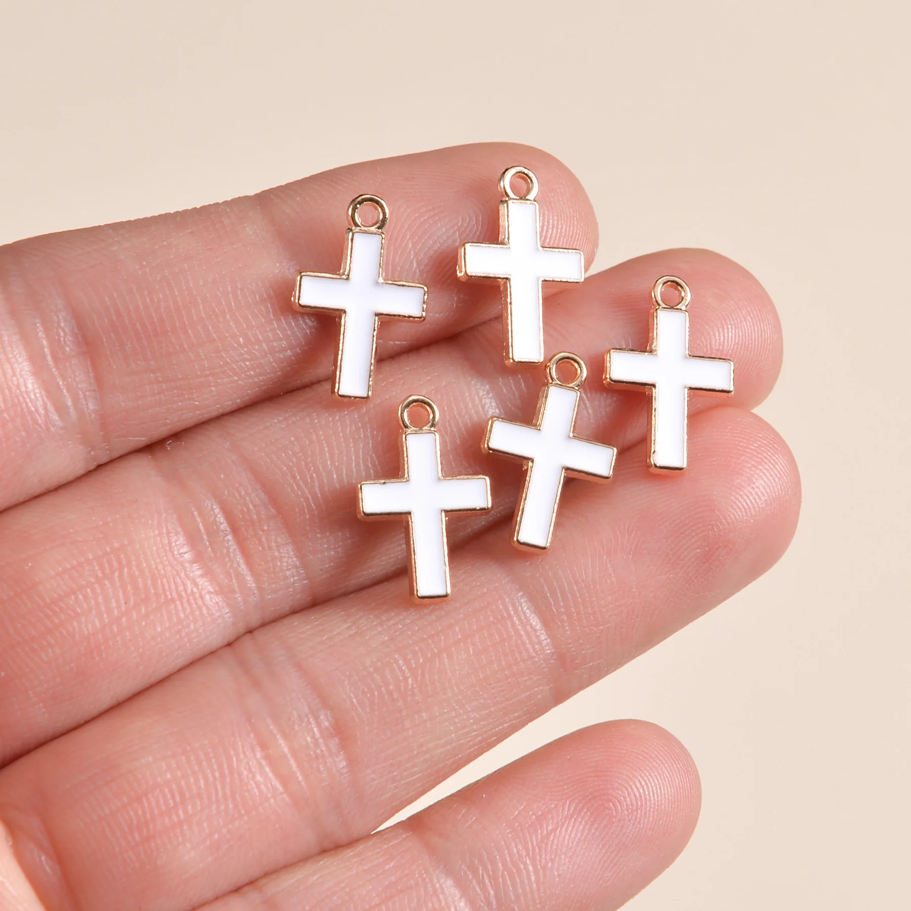 50pcs 11x16mm No Fade Charms Cross Pendant Bracelet Necklace Keychain DIY Jewelry Making Findings