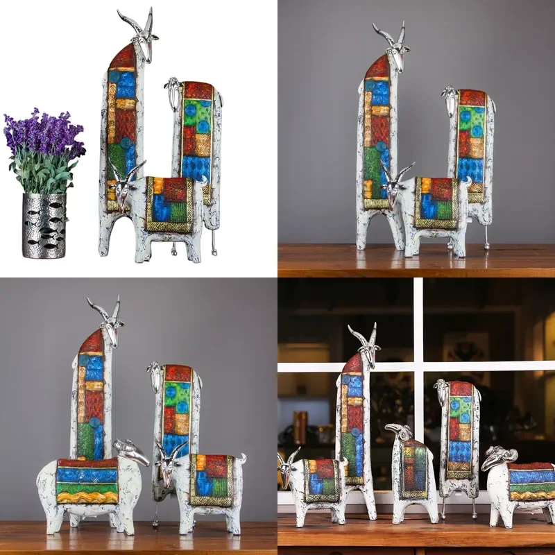 for American Country Oil Painting Sheep Ornament Creative Handicrafts Living Room TV Cabinet Hotel Soft Decoration Birthday