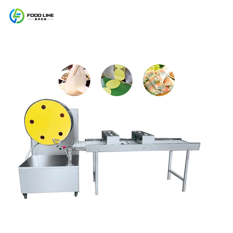 Máquina para hacer rollos de primavera vietnamita, máquina para hacer pasteles de piel de rollo de primavera, máquinas para hacer tortillas eficientes, personalizadas