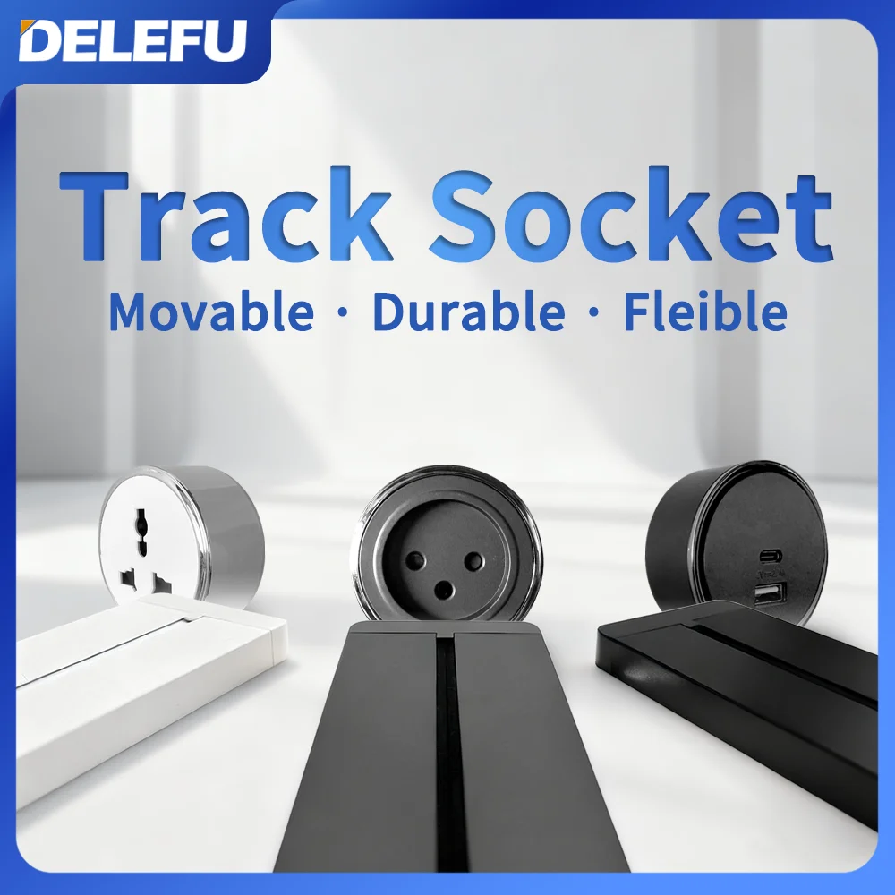 DELEFU Isreal US USB-AC Track Socket Round Romovable Adapter Home Kitchen Meeting Wall Mounted Universal Electrical Outlet