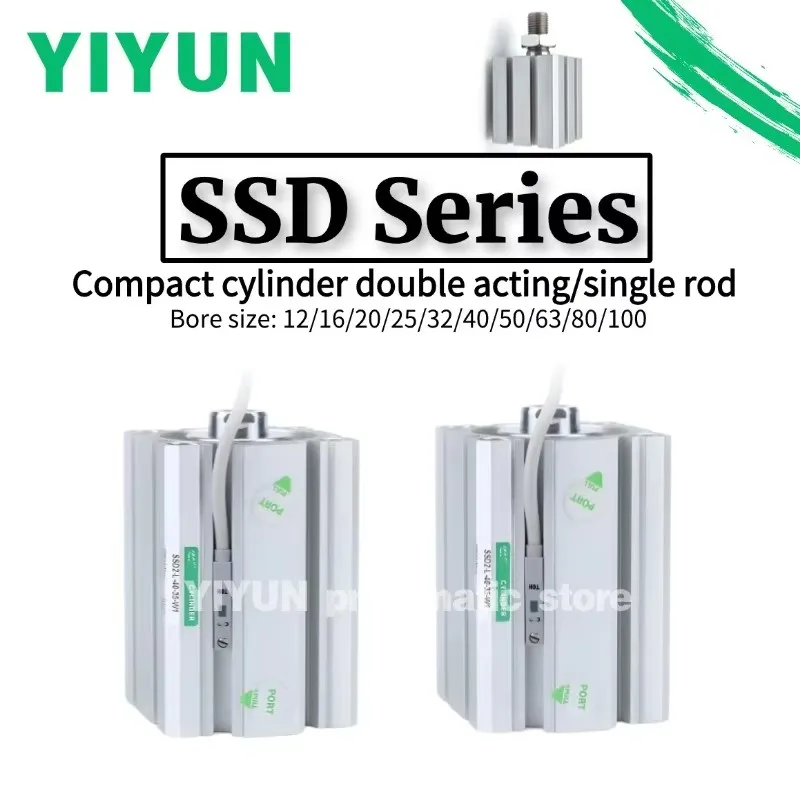 

SSD2-L-63-10/15/20/25/30/35/40/45/50/75,SSD-L-63-10/15/20/25/30/35/40/45/50/75,YIYUN Compact Cylinder,SSD SSD2 Series