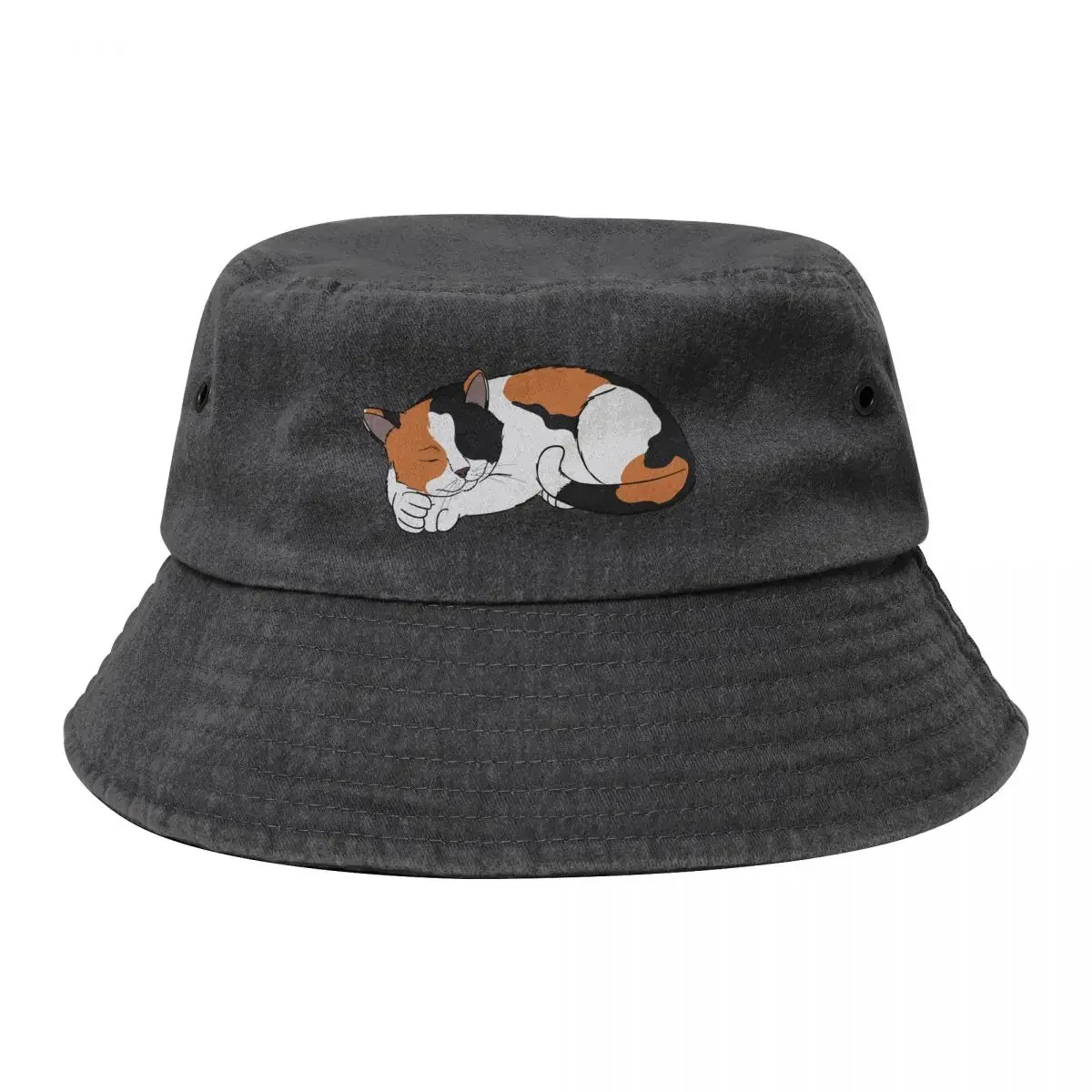 

Sleeping Calico Cat Bucket Hat derby hat Big Size Hat Anime Christmas Women Men's