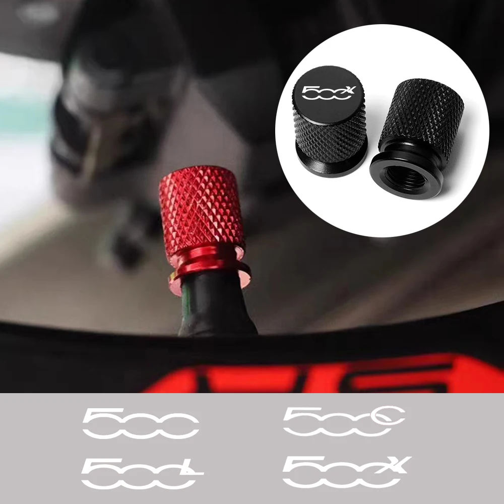 4PCS Car Wheel Tire Valve Core Cap Stem Valve Cap Airtight Cover For Fiat 500 500C 500X 500L Abarth 695 AUTO Accessories