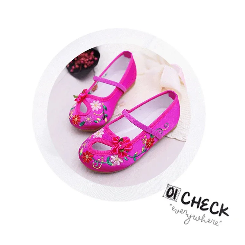 LZH Traditional Style Flats Ethnic Dance Vintage Hanfu Soft Shoes Children For Chinese Girl Embroidered Floral Cloth Shoes