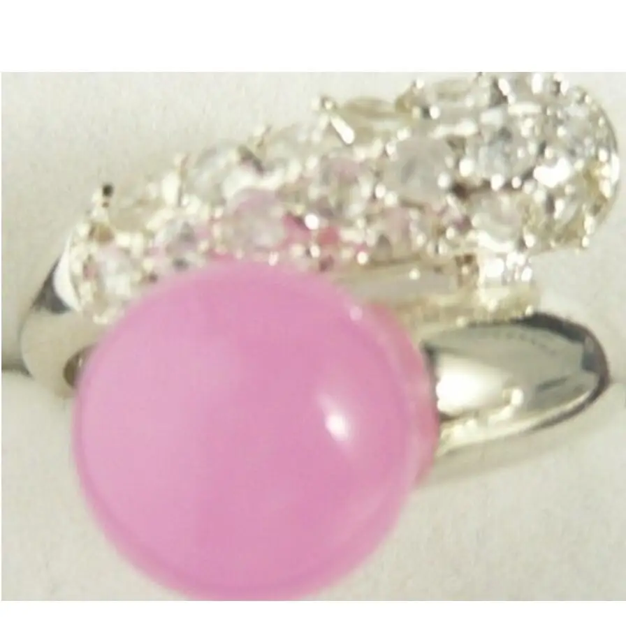 

wholesale noble pink Natural jade plated crystal inlay fashion ring(#7.8.9)