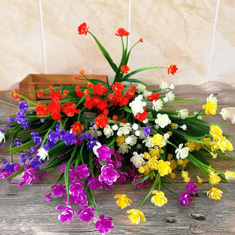 33 Heads Mini Tulips Bouquet Plastic Artificial Flower for Spring Home Wedding Decoration Colorful Tulip Fake Flowers Flores