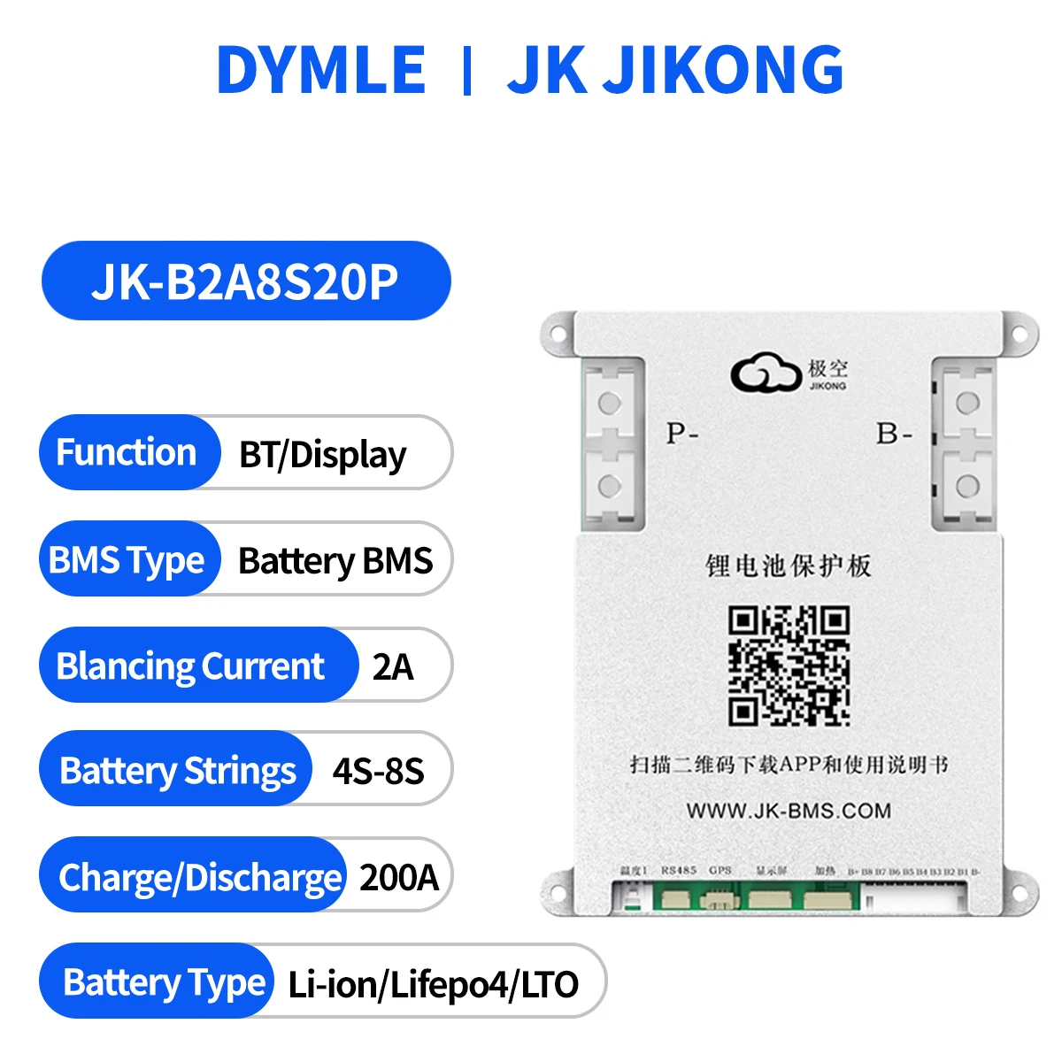jk-jikong-bms-b2a8s20p-4s-5s-6s-7s-8s-smart-bms-200a-300a-lifepo4-li-ion-lto-battery-active-balance-2a-bt-canbus-heat-rs485