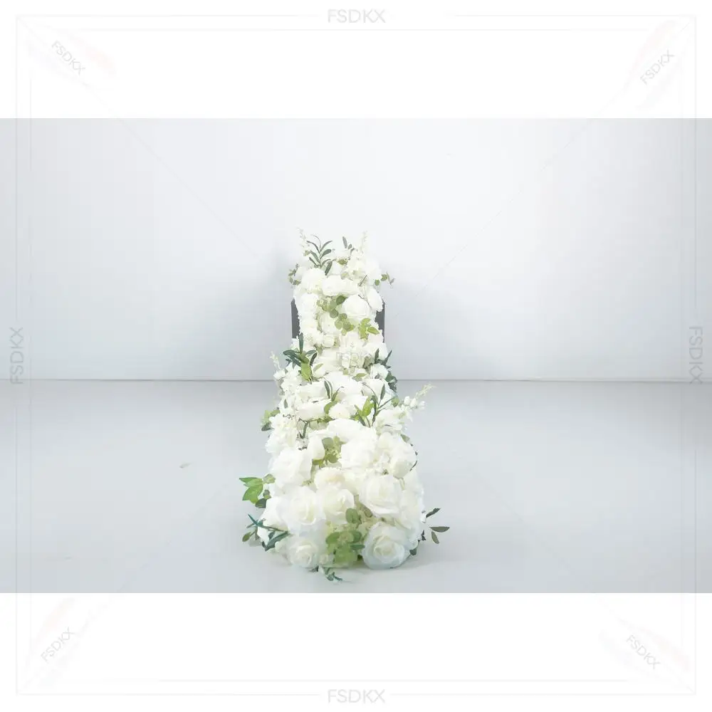 Immagine 5: Nuovo arrivo composizione floreale verde fila di fiori decorativi runner di fiori artificiali per la decorazione di nozze