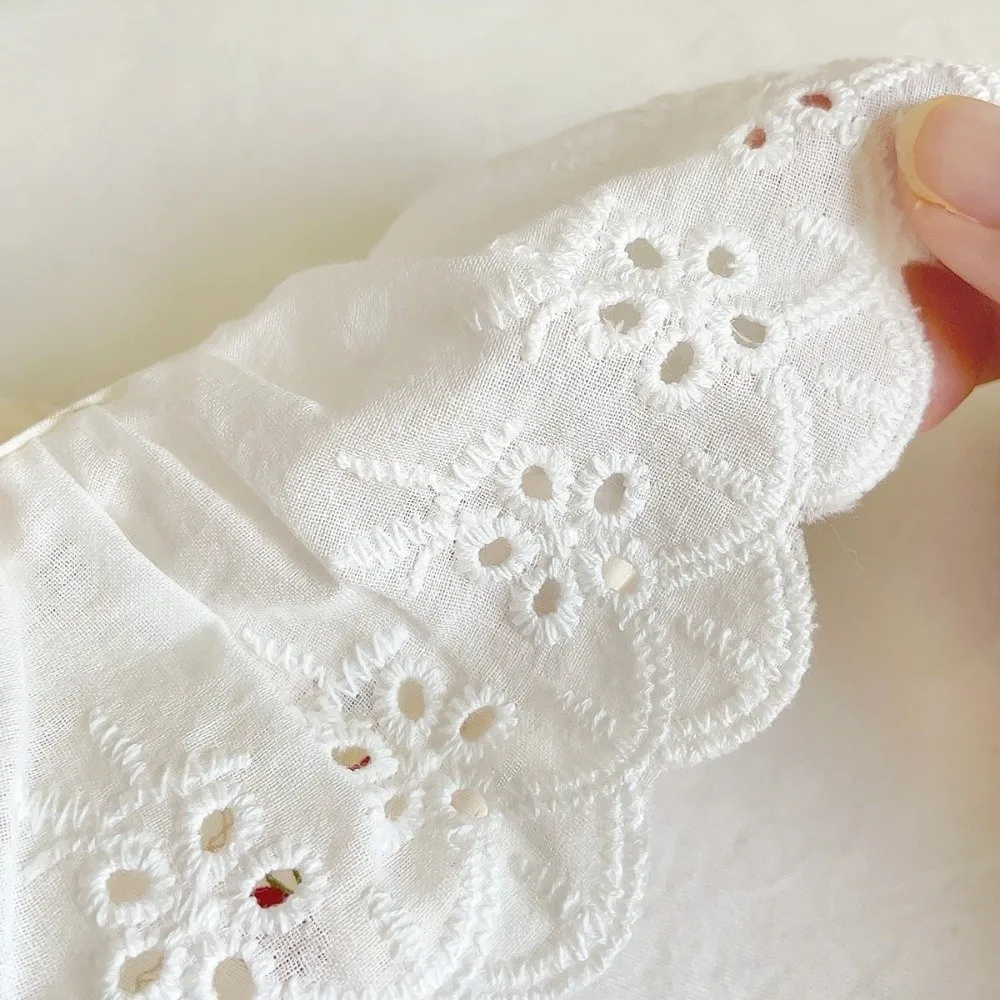Korean Style With Floral Print Tops and Pants 2 Piece Set Thin Casual Outfit Sleeveless Lace Collar Children Suit Princess