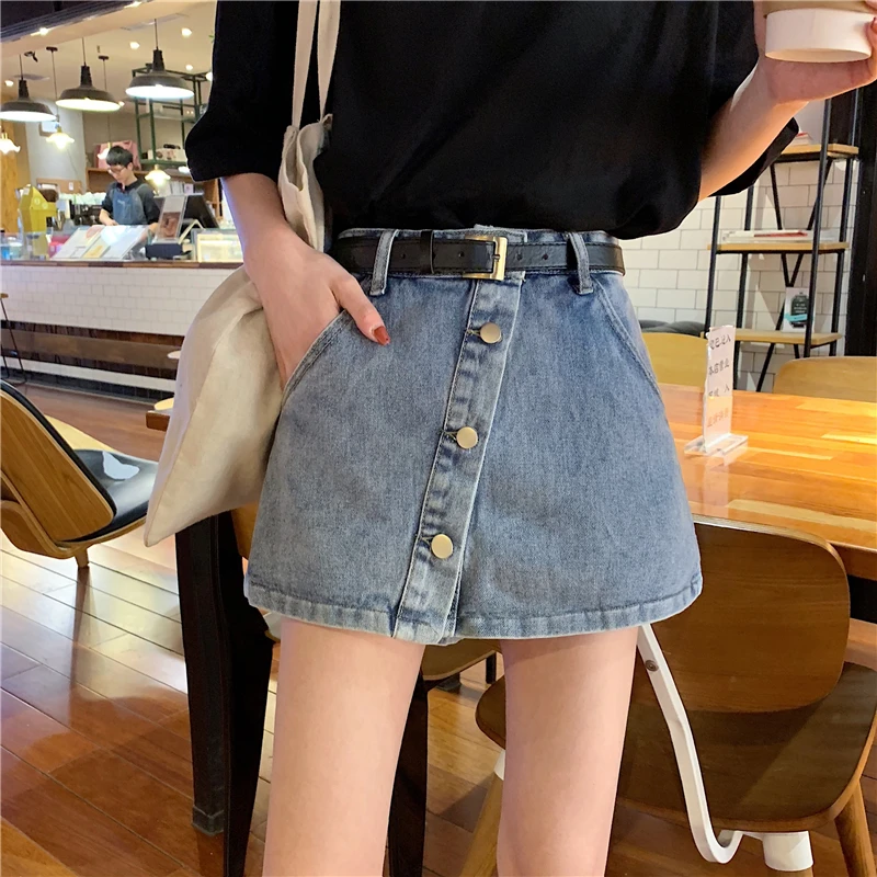 

High Waist Wide Leg Jeans Skirt Women's Summer New Style Loose Slim A-Line Skirt Denim Shorts Spring Fashion plus Size