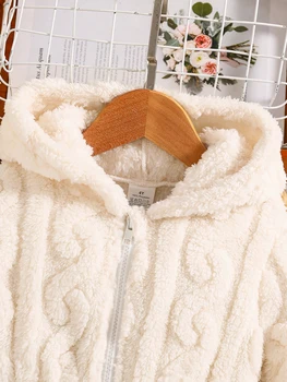 Girls Coral Velvet Jacket 3 Spring and autumn new girls fashion home outdoor casual clothing children's knitted hooded coral velvet white coat 4Y-8Y jacket 3