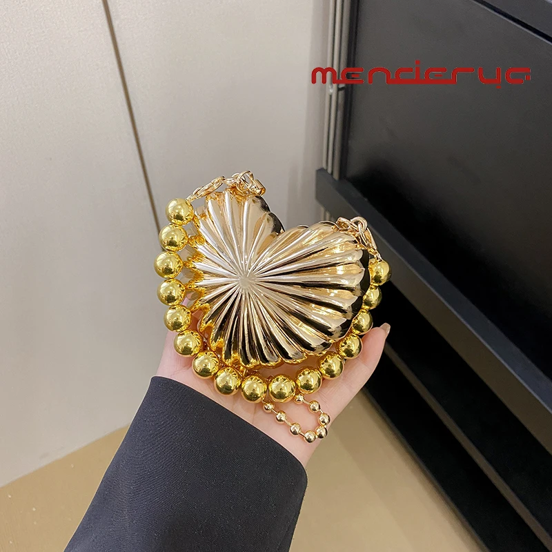 Summer New 2023  Fashion Cute Metal Heart Shape Mini Bags Women's Shoulder Crossbody Bag For Women Free Shipping Promotion