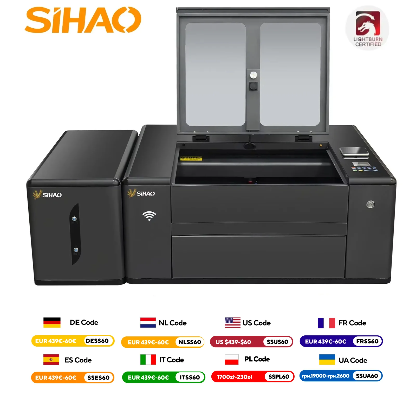 

SIHAO 3020G Интеллектуальный станок для лазерной резки 30 Вт/40 Вт: распознавание материалов с искусственным интеллектом, автоматическое фокусирование HD Vision для творческого дизайна
